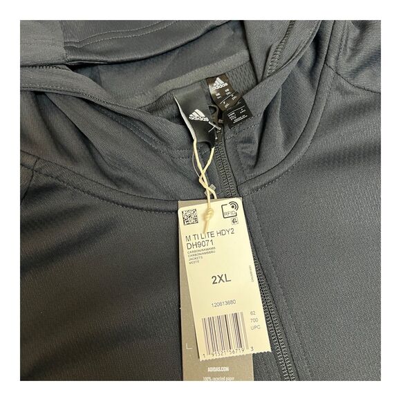 Adidas Hoodie Men 2XL Orange Full-Zip DH9071 Grey Activewear Running Outdoors - Picture 4 of 14